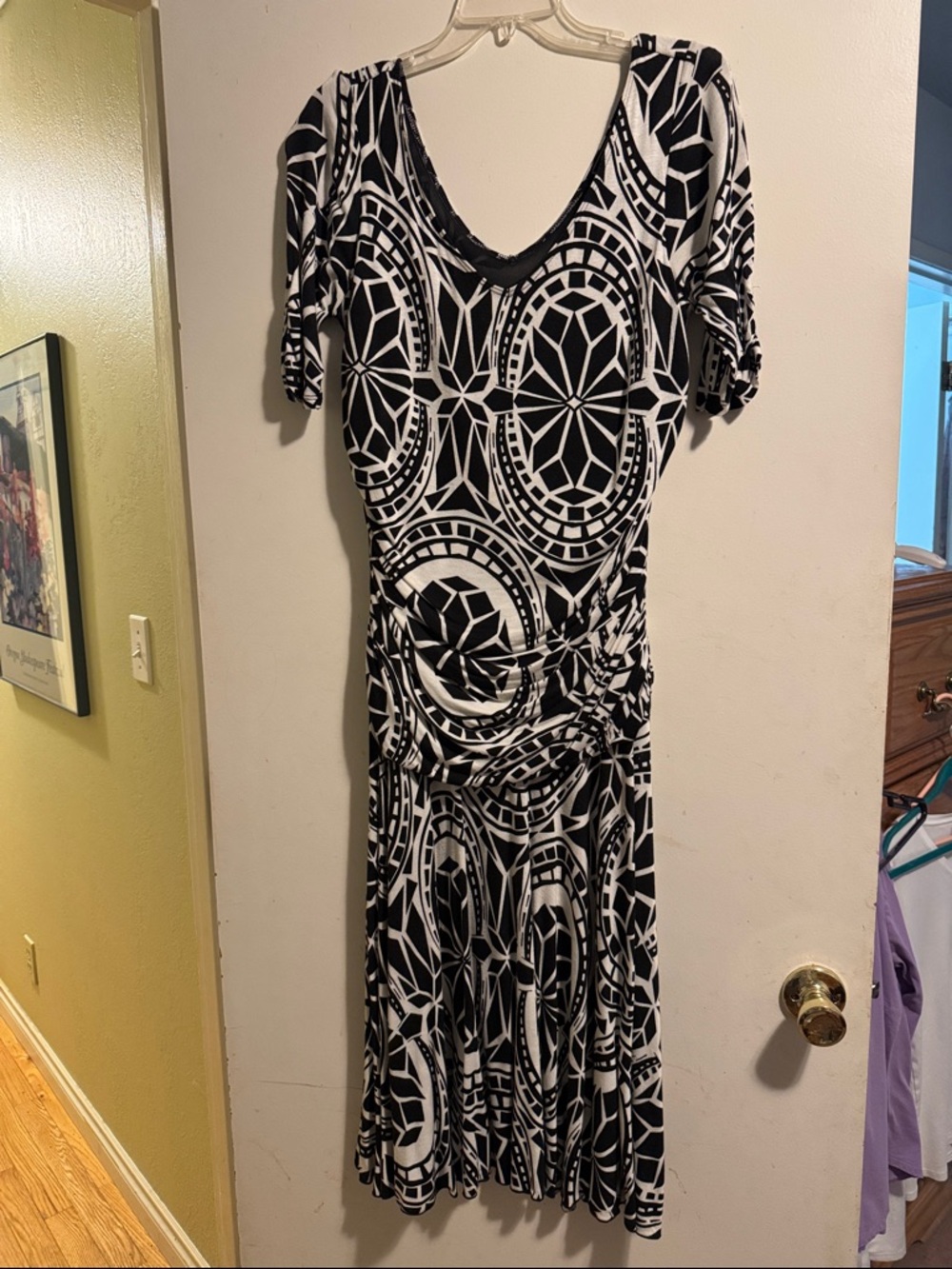 Lily Black and White Geometric Midi Dress